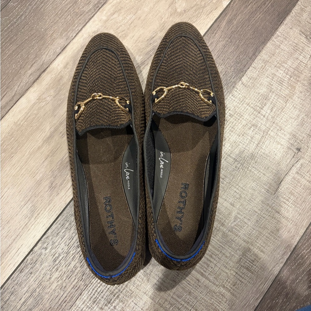 Rothy's Brown Flats with Gold Detail